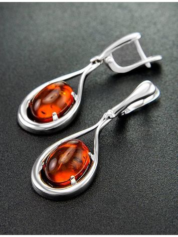 Sterling Silver Drop Earrings With Cognac Amber The Sonnet, image , picture 2