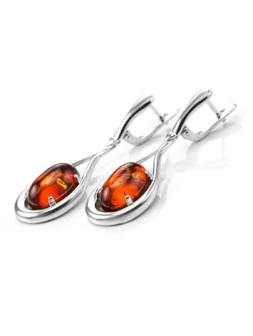 Sterling Silver Drop Earrings With Cognac Amber The Sonnet, image , picture 3
