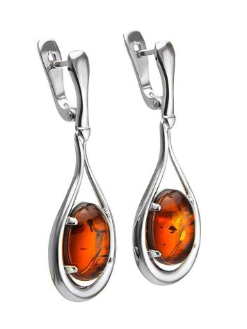 Sterling Silver Drop Earrings With Cognac Amber The Sonnet, image , picture 4