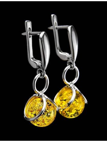 Drop Amber Earrings In Sterling Silver The Flamenco, image , picture 2