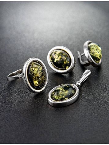 Sterling Silver Earrings With Green Amber The Goji, image , picture 6