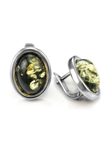 Sterling Silver Earrings With Green Amber The Goji, image , picture 3