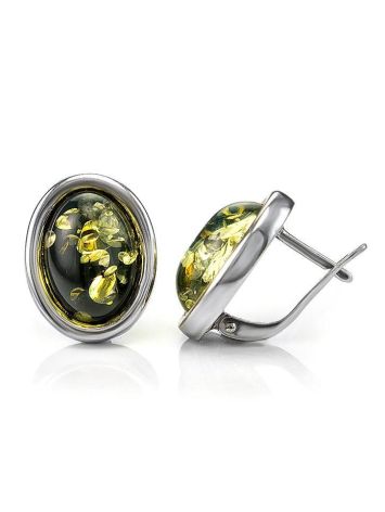 Sterling Silver Earrings With Green Amber The Goji, image , picture 4