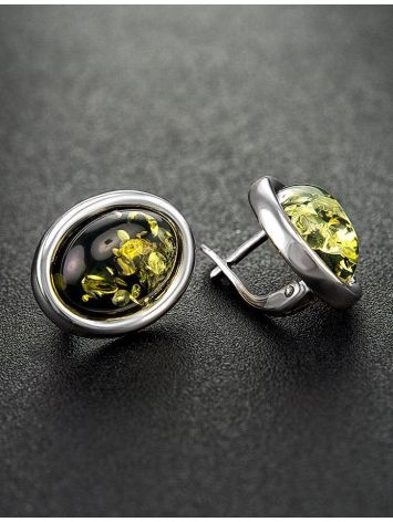 Sterling Silver Earrings With Green Amber The Goji, image , picture 2