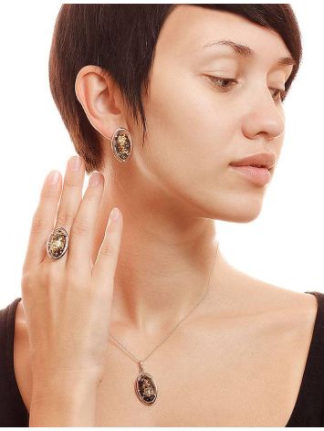 Bright Green Amber Earrings In Sterling Silver The Elegy, image , picture 3