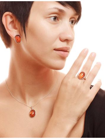 Cognac Amber Earrings In Sterling Silver The Goji, image , picture 3