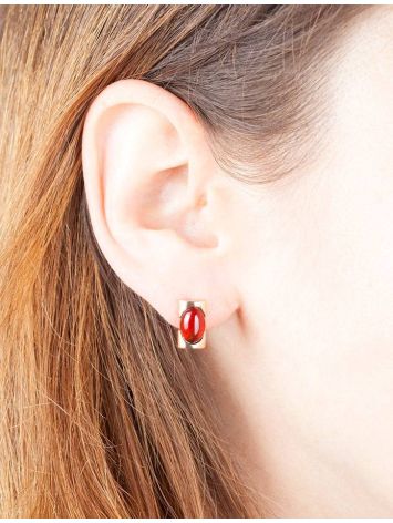 Geometric Amber In Gold Earrings The Rondo, image , picture 3