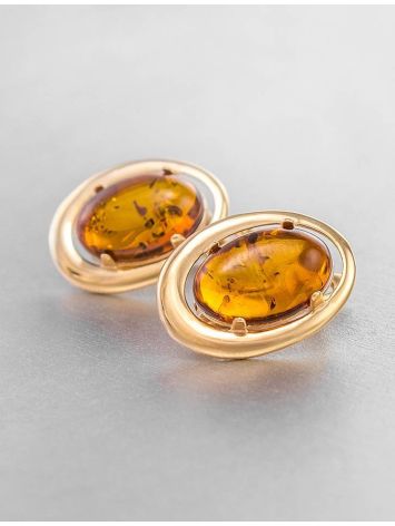 Classy Golden Earrings With Cognac Amber The Sonnet, image , picture 2