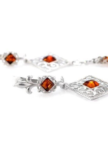Sterling Silver Dangle Earrings With Cognac Amber The Arabesque, image , picture 4