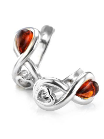 Cute Silver Amber Earrings The Amour, image , picture 4