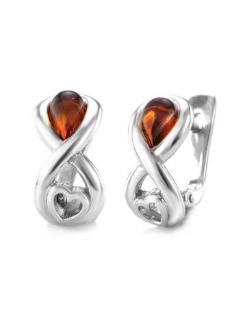 Cute Silver Amber Earrings The Amour, image , picture 5
