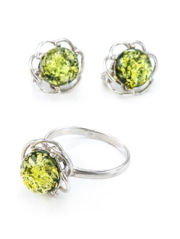 Cute Green Amber Earrings In Sterling Silver The Daisy, image , picture 5