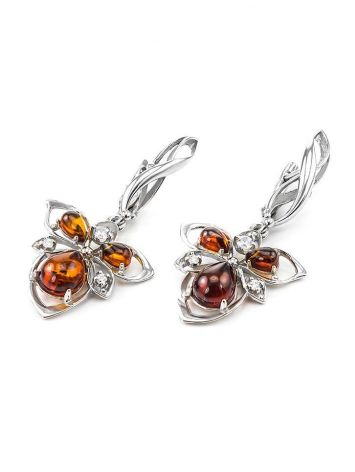 Drop Amber Earring In Sterling Silver With Crystals The Edelweiss, image , picture 3