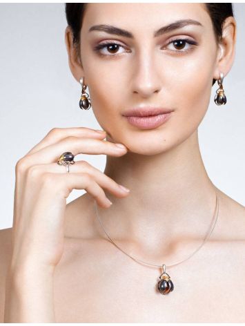 Drop Amber Earrings In Sterling Silver The Scarab, image , picture 2