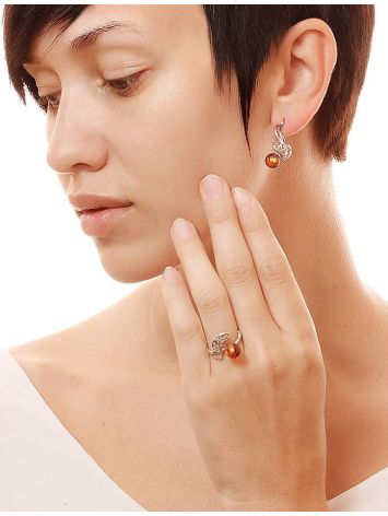 Honey Amber Earrings In Sterling Silver The Florina, image , picture 6