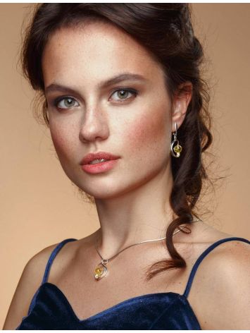 Drop Amber Earrings In Sterling Silver The Flamenco, image , picture 2