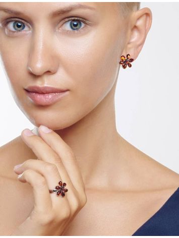 Floral Amber Earrings In Sterling Silver The Verbena, image , picture 2