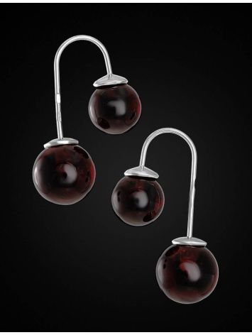 Stylish Cherry Amber Threader Earrings In Sterling Silver The Paris, image , picture 2