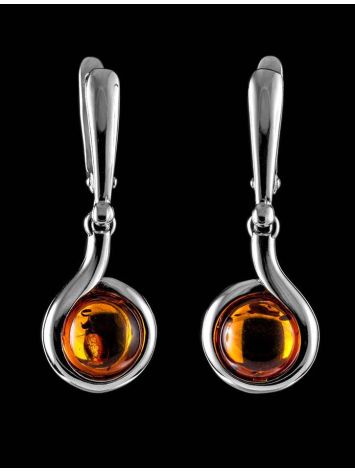 Lovely Silver Drop Earrings With Cognac Amber The Berry, image , picture 2