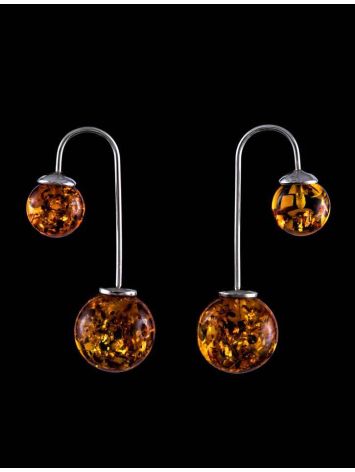 Wonderful Cognac Amber Threader Earrings In Sterling Silver The Paris, image , picture 4