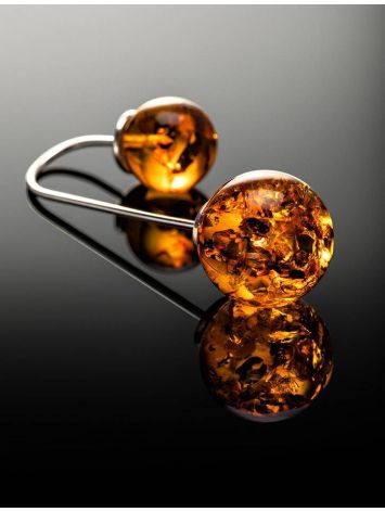 Wonderful Cognac Amber Threader Earrings In Sterling Silver The Paris, image , picture 2
