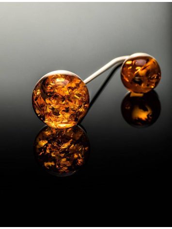 Wonderful Cognac Amber Threader Earrings In Sterling Silver The Paris, image , picture 5