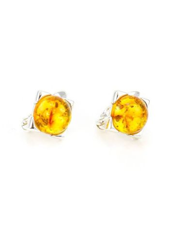 Cognac Amber Earrings In sterling Silver The Rondo, image , picture 4