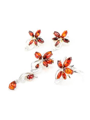 Sterling Silver Earrings With Cognac Amber The Verbena, image , picture 3