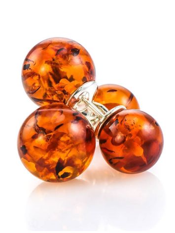 Cognac Amber Earrings In Sterling Silver The Paris, image , picture 3