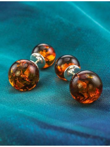 Cognac Amber Earrings In Sterling Silver The Paris, image , picture 5