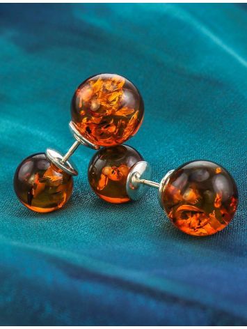 Cognac Amber Earrings In Sterling Silver The Paris, image , picture 2