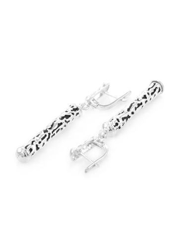 Filigree Silver Bar Earrings With Caoutchouc The Kenya, image , picture 3