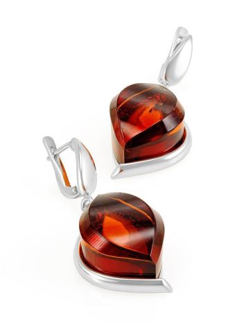 Cherry Amber Drop Earrings In Sterling Silver The Glow, image , picture 3