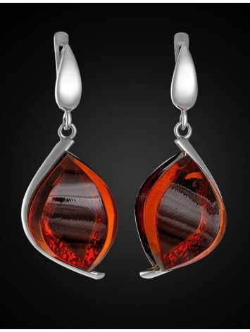 Cherry Amber Drop Earrings In Sterling Silver The Glow, image , picture 2