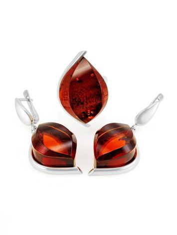 Cherry Amber Drop Earrings In Sterling Silver The Glow, image , picture 4