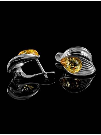 Lemon Amber Earrings In Sterling Silver The Bee, image , picture 2