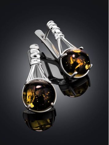 Stylish Amber Earrings In Sterling Silver The Shanghai, image , picture 2