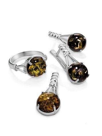 Stylish Amber Earrings In Sterling Silver The Shanghai, image , picture 5