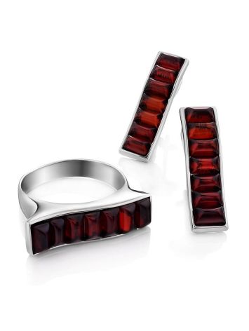 Geometric Amber Earrings In Sterling Silver The Puzzle, image , picture 4