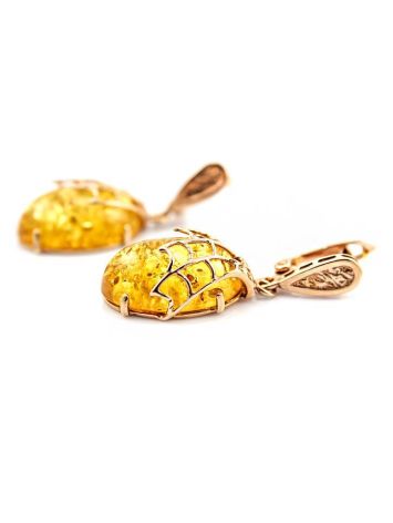 Golden Earrings With Cognac Amber The Spider Web, image , picture 4