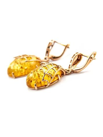 Golden Earrings With Cognac Amber The Spider Web, image , picture 2