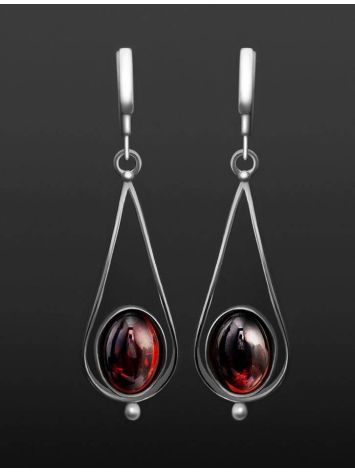 Sterling Silver Drop Earrings With Cherry Amber The Sultan, image , picture 2