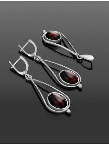 Sterling Silver Drop Earrings With Cherry Amber The Sultan, image , picture 4