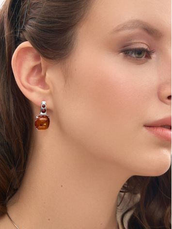 Luminous Cognac Amber Earrings In Sterling Silver The Prussia, image , picture 3