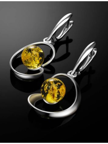 Drop Amber Earrings In Sterling Silver The Flamenco, image , picture 3