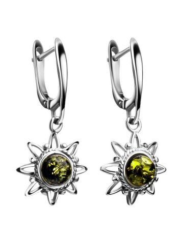 Sterling Silver Dangles With Green Amber The Helios, image , picture 3
