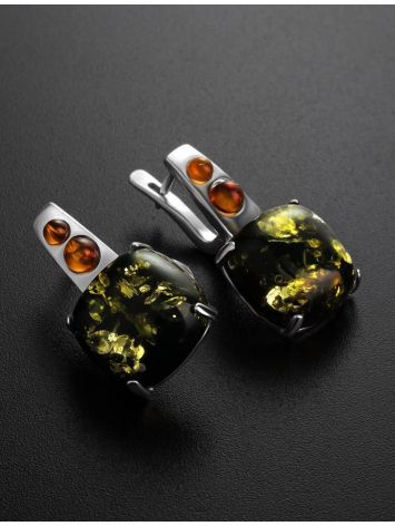 Multicolor Amber Earrings In Sterling Silver The Prussia, image , picture 2