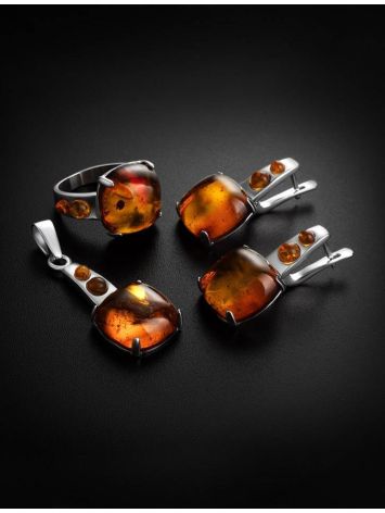 Luminous Cognac Amber Earrings In Sterling Silver The Prussia, image , picture 4