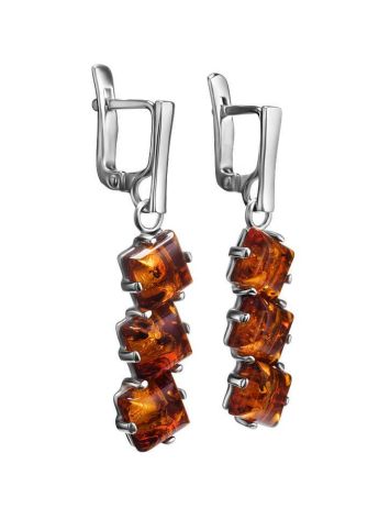 Geometric Amber Earrings In Sterling Silver The Puzzle, image , picture 4
