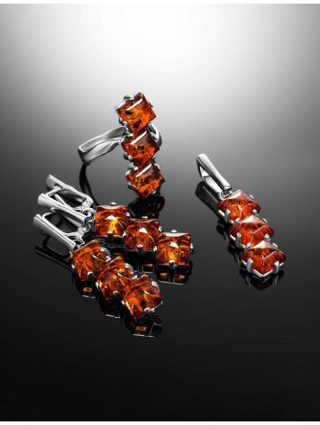Geometric Amber Earrings In Sterling Silver The Puzzle, image , picture 5